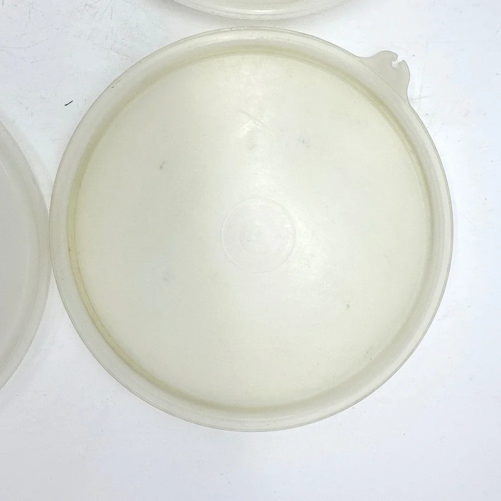 Tupperware Replacement Lids 4 Pack 800-48 Sheer White Round Plastic Vintage